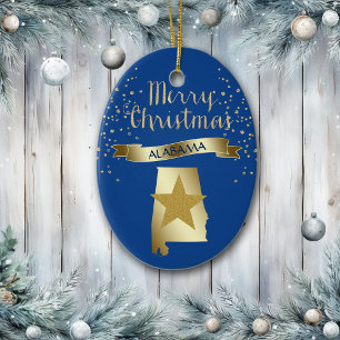 Blue Guld Alabama Star Julgransprydnad Keramik