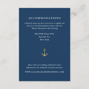 Blue Guld Anchor Nautical Bröllop Hotel Tilläggskort