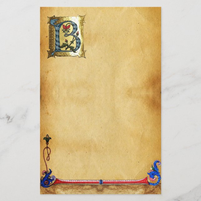 BLUE GULD B BREV MED FLÖDESMONOGRAM BREVPAPPER (Framsida)