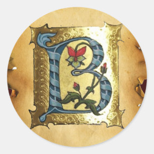 BLUE GULD B BREV MED FLÖDESMONOGRAM RUNT KLISTERMÄRKE