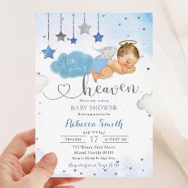 Blue Guld Blonde Baby Angel Baby Shower Inbjudningar