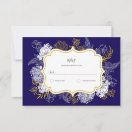 Blue Guld Botany Graphic Bröllop OSA Kort