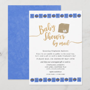 Blue Guld Boy Baby Shower per post Inbjudningar