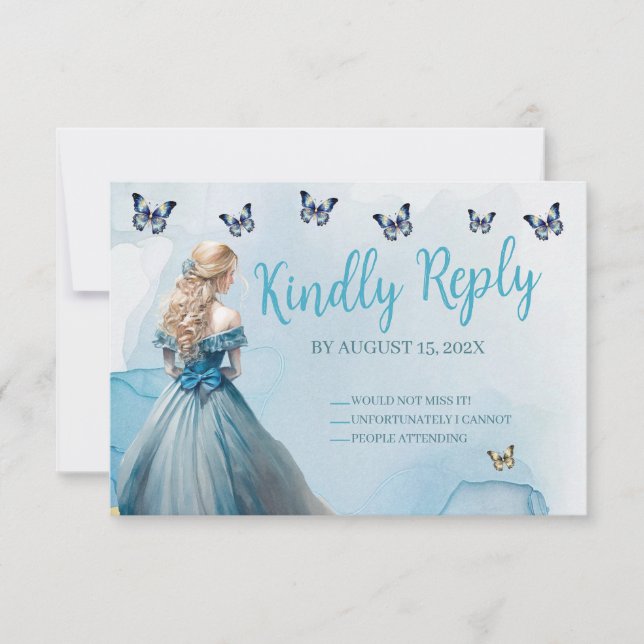 Blue Guld Butterfly Princess Quinceañera OSA (Framsida)