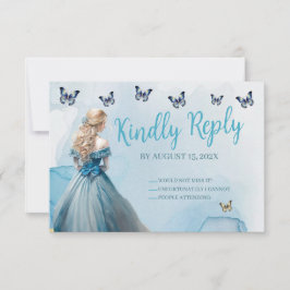 Blue Guld Butterfly Princess Quinceañera OSA