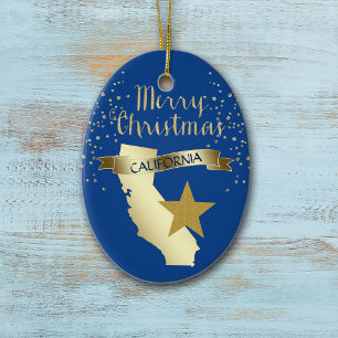 Blue Guld California Star Julgransprydnad Keramik