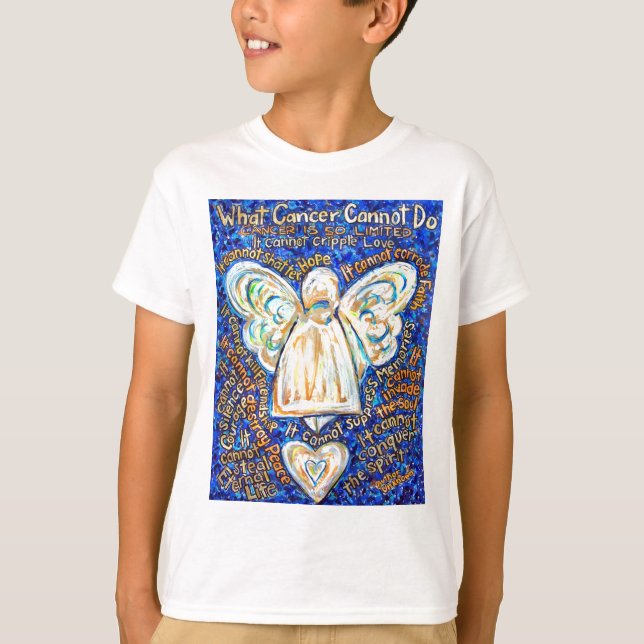 Blue & Guld Cancer Angel T-shirt (Framsida)