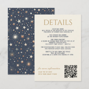 Blue & Guld Celestial Bröllop Tilläggskort