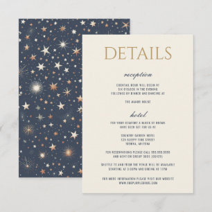Blue & Guld Celestial Bröllop Tilläggskort