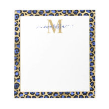 Blue Guld Cheetah Print Initial with Namn Monogram