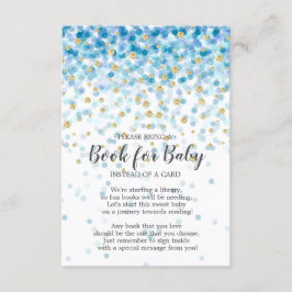 Blue Guld Confetti Baby Shower Bok för Baby Tilläggskort