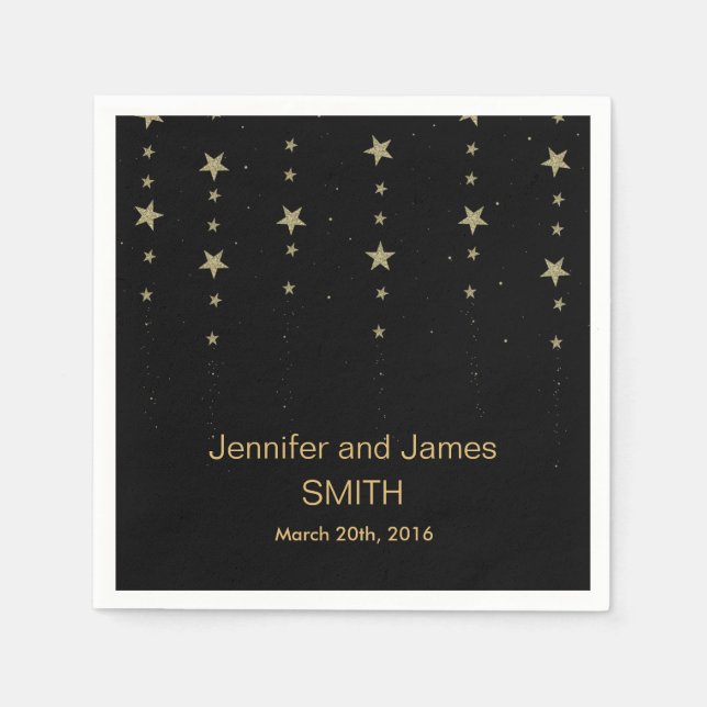 Blue Guld Confetti Glitter Napkins Pappersservett (Framsidan)