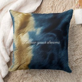Blue Guld Cowhide Kudde