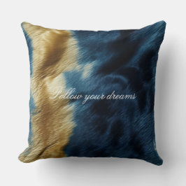 Blue Guld Cowhide Kudde