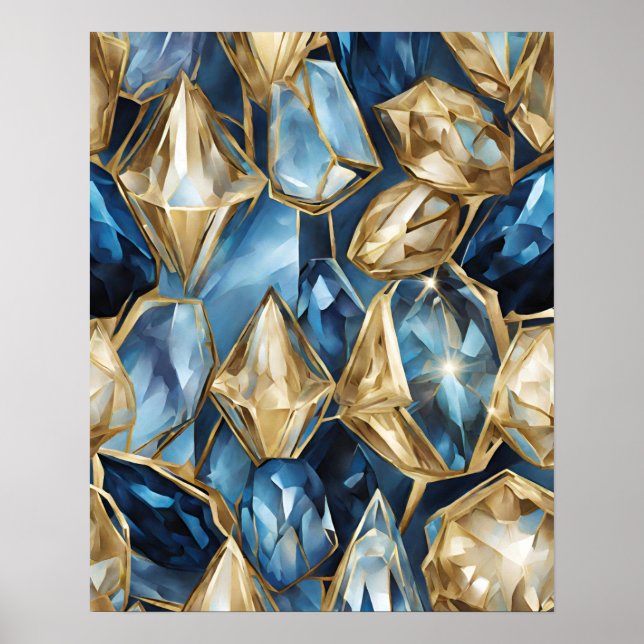 BLUE GULD CRYSTAL MOSAIC WALL ART POSTER (Framsidan)