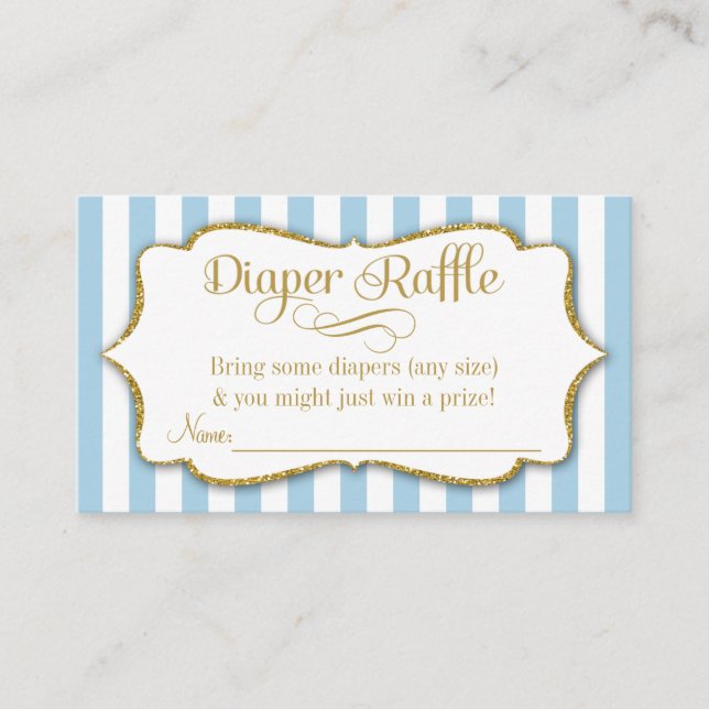 Blue Guld Diaper Raffle Baby Shower Cards Boy Tilläggskort (Framsida)