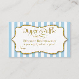 Blue Guld Diaper Raffle Baby Shower Cards Boy Tilläggskort