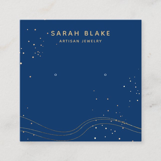 Blue Guld Earring Visning Holder Fyrkantigt Visitkort (Framsida)