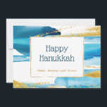 Blue Guld Elegant Watecolor Hanukkah Julkort<br><div class="desc">Modern Elegant Blue Guld Watercolor för att fira Hanukkah-helgdagarna. Perfekt för att fira med familj och vänner.</div>