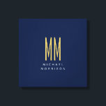Blue Guld Färg Monogram Initial Brev Namn Canvastryck<br><div class="desc">Representera dig med den här moderna eleganten. Den här mallen kan anpassas för att uppfylla alla professioneller.</div>