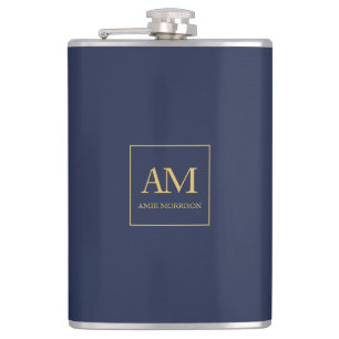 Blue Guld Färg Monogram Initial Brev Namn Fickplunta