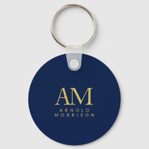 Blue Guld Färg Monogram Initial Brev Namn Nyckelring