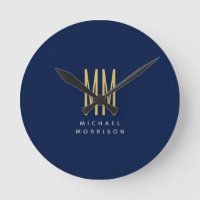 Blue Guld Färg Monogram Initial Brev Namn