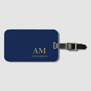 Blue Guld Färg Professionell Initial Brev Namn Bagagebricka