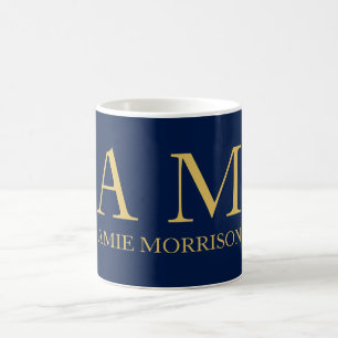 Blue Guld Färg Professionell Initial Brev Namn Kaffemugg