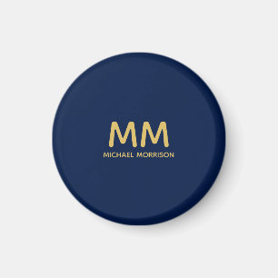 Blue Guld Färg Professionell Initial Brev Namn Magnet