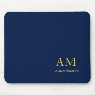 Blue Guld Färg Professionell Initial Brev Namn Musmatta