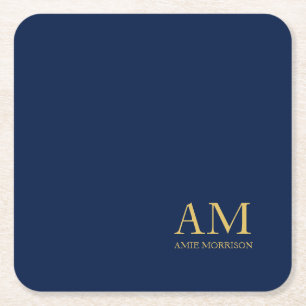 Blue Guld Färg Professionell Initial Brev Namn Underlägg Papper Kvadrat