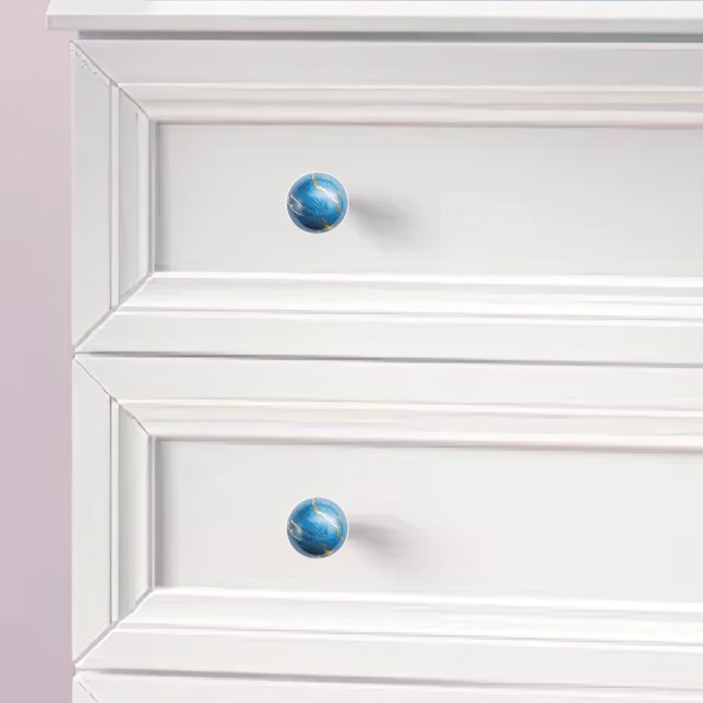 Blue Guld Faux Marble Orb Knopp (Skapare uppladdad)
