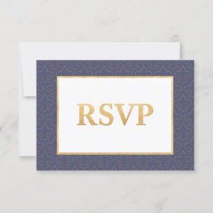Blue & Guld Fleur De Lis Bröllop OSA Card Kort
