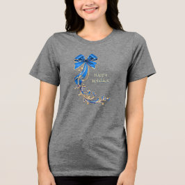 Blue Guld Flower Helgdag Women's T-Shirt