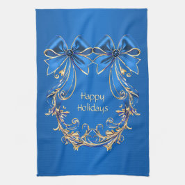 Blue Guld Flowers Helgdag Kitchen Towel Kökshandduk