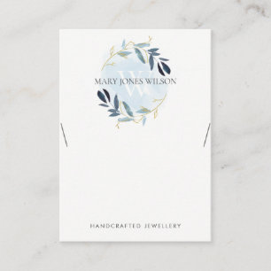 BLUE GULD FOLIAGE MONOGRAM NECKLACE VISNING LOGOTY VISITKORT
