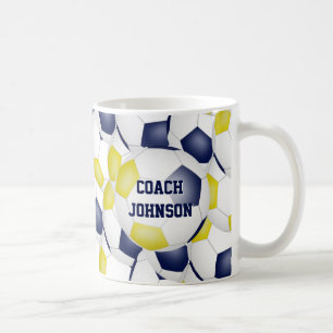 Blue guld-fotbollslag färg-träningspresent kaffemugg