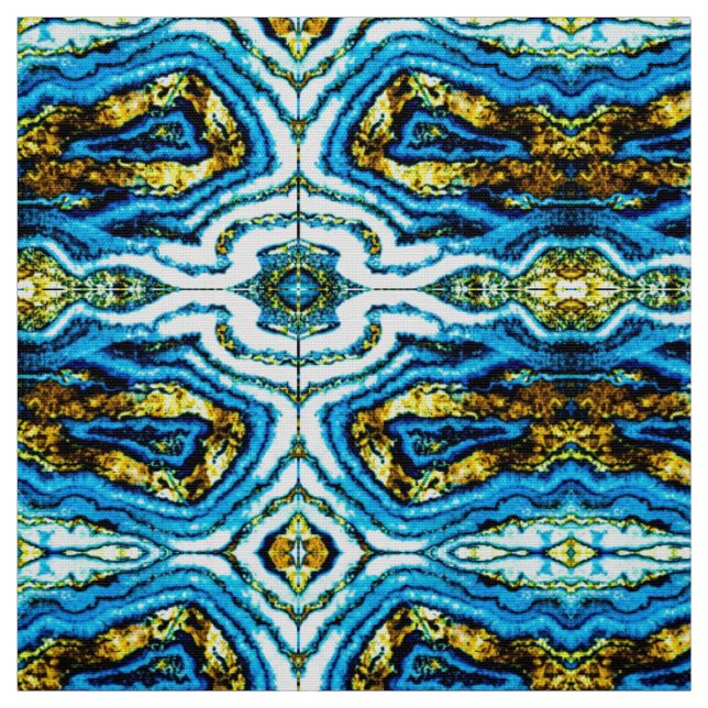 Blue & Guld Geode Fabric Tyg (Provkarta)