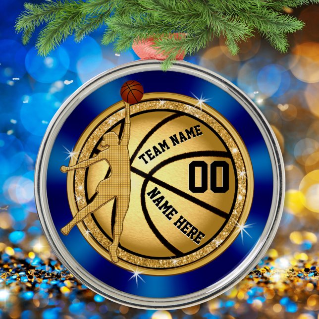 Blue Guld Girls Personlig Basketball Ornament (Girls, Personalized basketball Christmas ornaments. Personalized basketball player ornament )