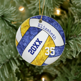 Blue guld girly volleyball Team färg Julgransprydnad Keramik