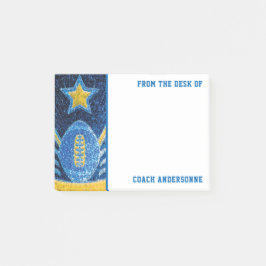 Blue Guld Glitter American Football Coach Far Post-it Block
