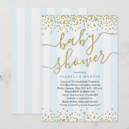 Blue & Guld Glitter Baby Shower-inbjudan till Boy Inbjudningar