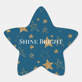 Blue Guld Glitter Stars Stjärnformat Klistermärke