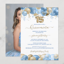 Blue Guld Gnistra Photo Quinceañera Balloon