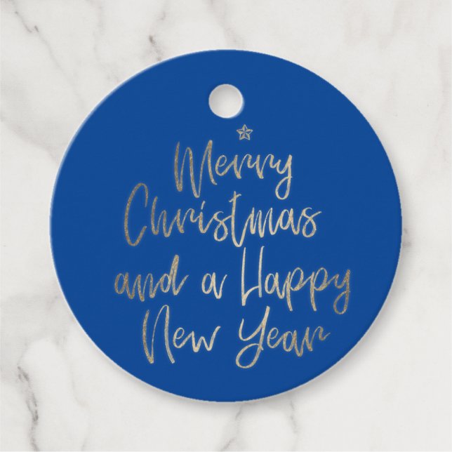 Blue Guld God jul Personlig Gåvor Etiketter (Framsida)
