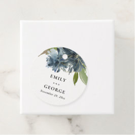 BLUE GULD GRÖNT BLOMMIGT WATERCOLOR BLOMMIGT BRÖLL GÅVOR ETIKETTER