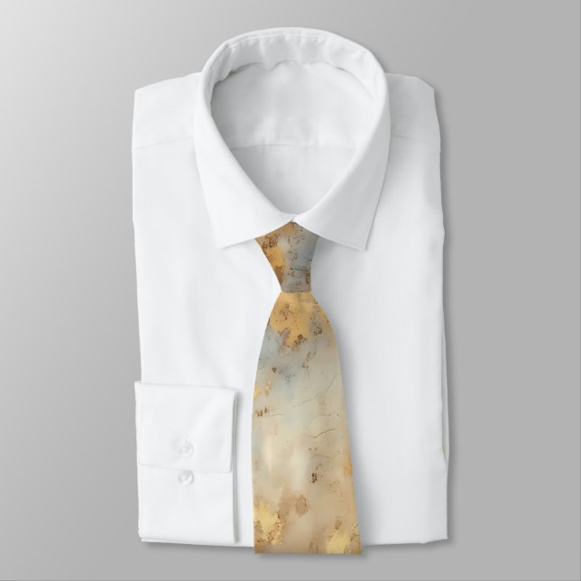 Blue Guld Grunge Mönster Tie Slips (Bunden)