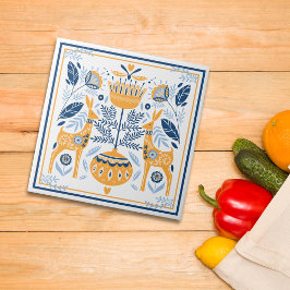 Blue Guld Hjort Hygge Mönster Kakelplatta