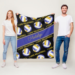 Blue guld I kärlek volleyball girly personlig Fleecefilt